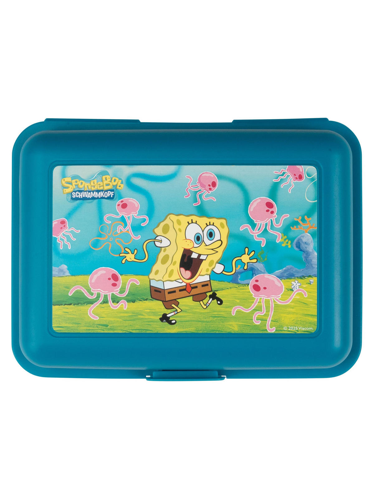 BROTDOSE Spongebob Schwammkopf Quallen Jellyfish Blau 17,5 x 12,8 x 6,9 cm - Blau, Kunststoff (17.5/6.9/12.8cm)
