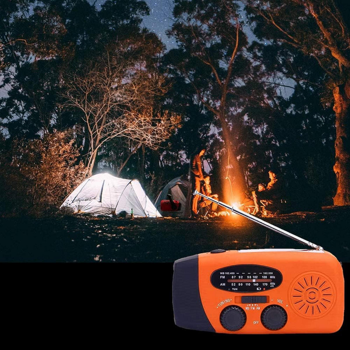 RADIO – NOAA AM/FM – Handkurbel-Generator / LED-Taschenlampe / 2000-mAh-Powerbank – Orange - Orange, Kunststoff (12.7/4.57/6cm) - DCA