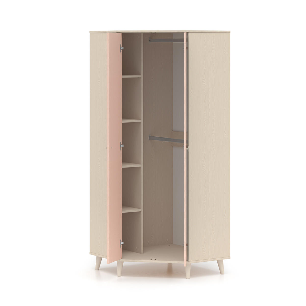 SCHRANK 2 Türen Alycia Beige - Korallenrosa - Holzeffekt - Pink, Holz (80/190/80cm) - Petits-meubles