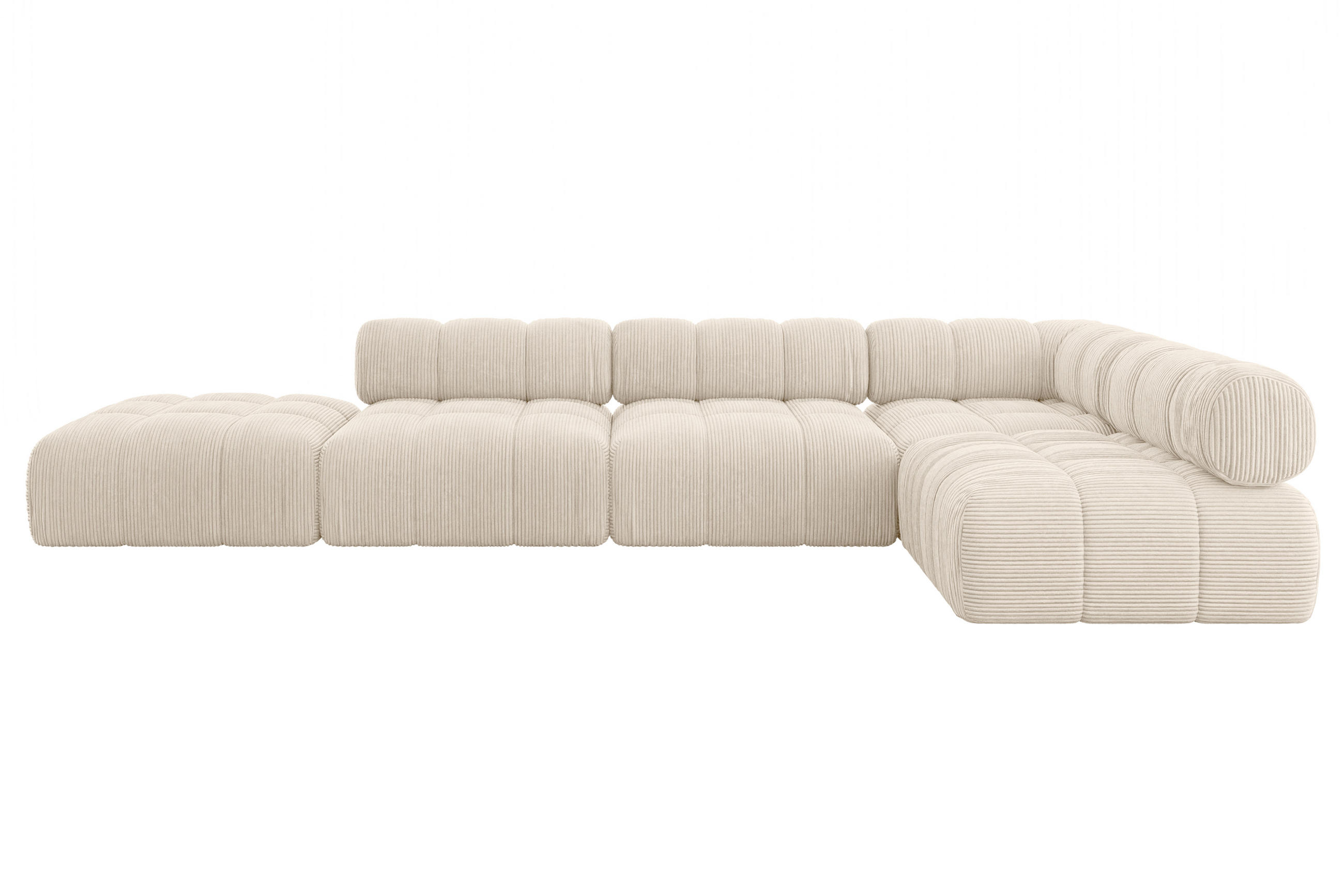 ECKSOFA modulares Sofa Favio-L2 - 380x190x70 cm Beige Cord - Beige, Holzwerkstoff/Textil (380/190cm) - ALTDECOR