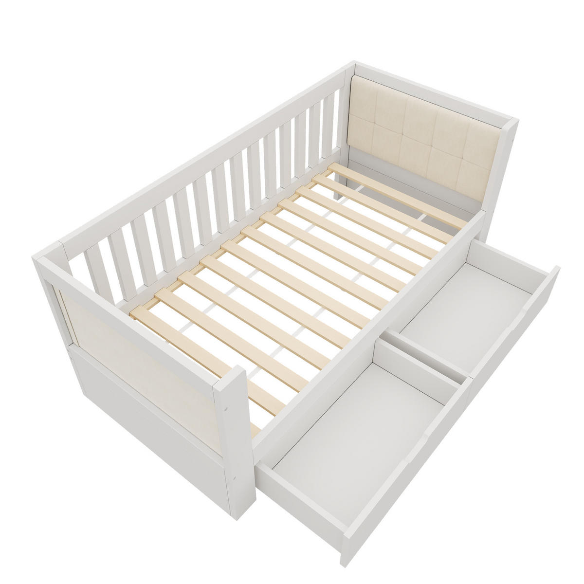 KINDERBETT 90/190 cm DE-00725, in Weiß, 2 Schubladen und Lattenrost - Weiß, Holz (90/190cm) - ComfortXL