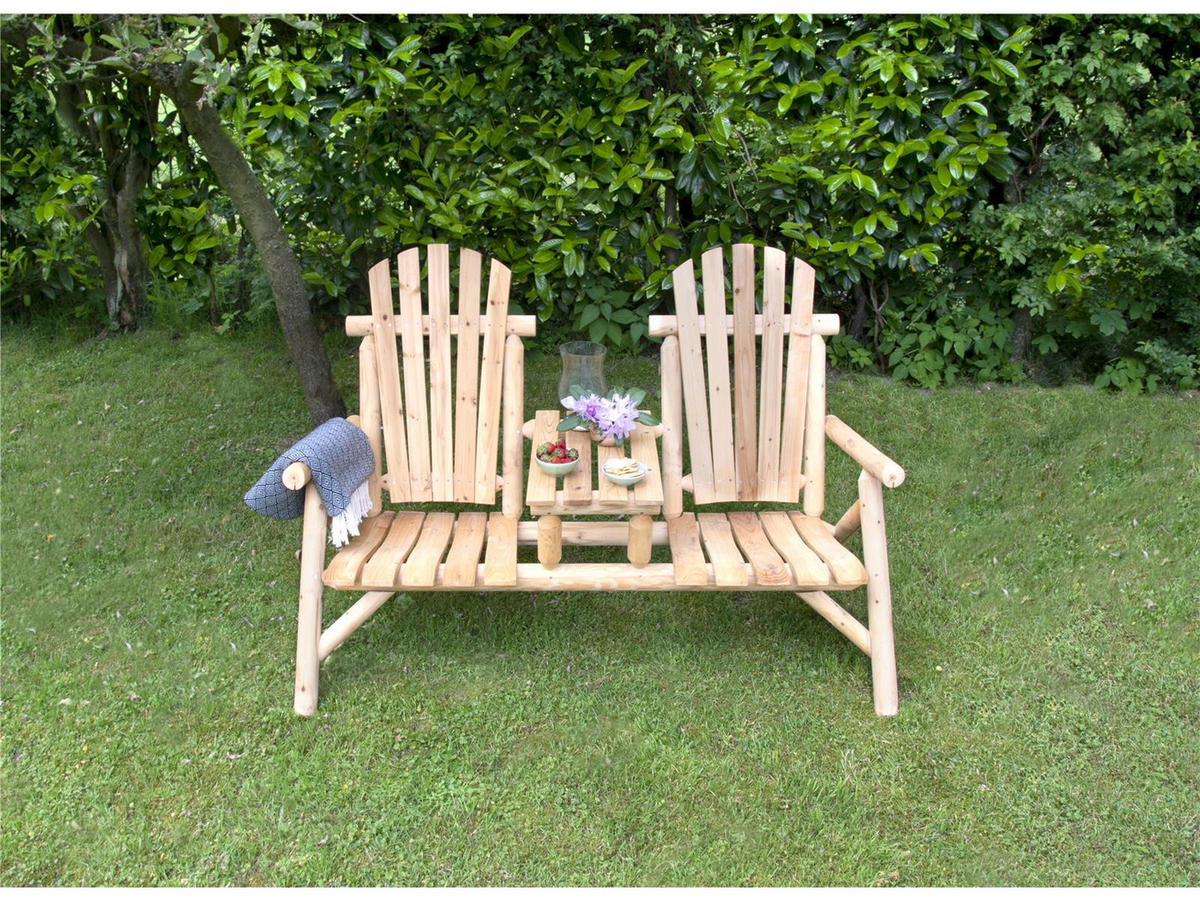 GARTENBANK »Timber« FSC® 100% Tannenholz mit Mittelablage für 2 Personen - Braun, Kunststoff (53.5/11/149.5cm) - bellavista - Home & Garden