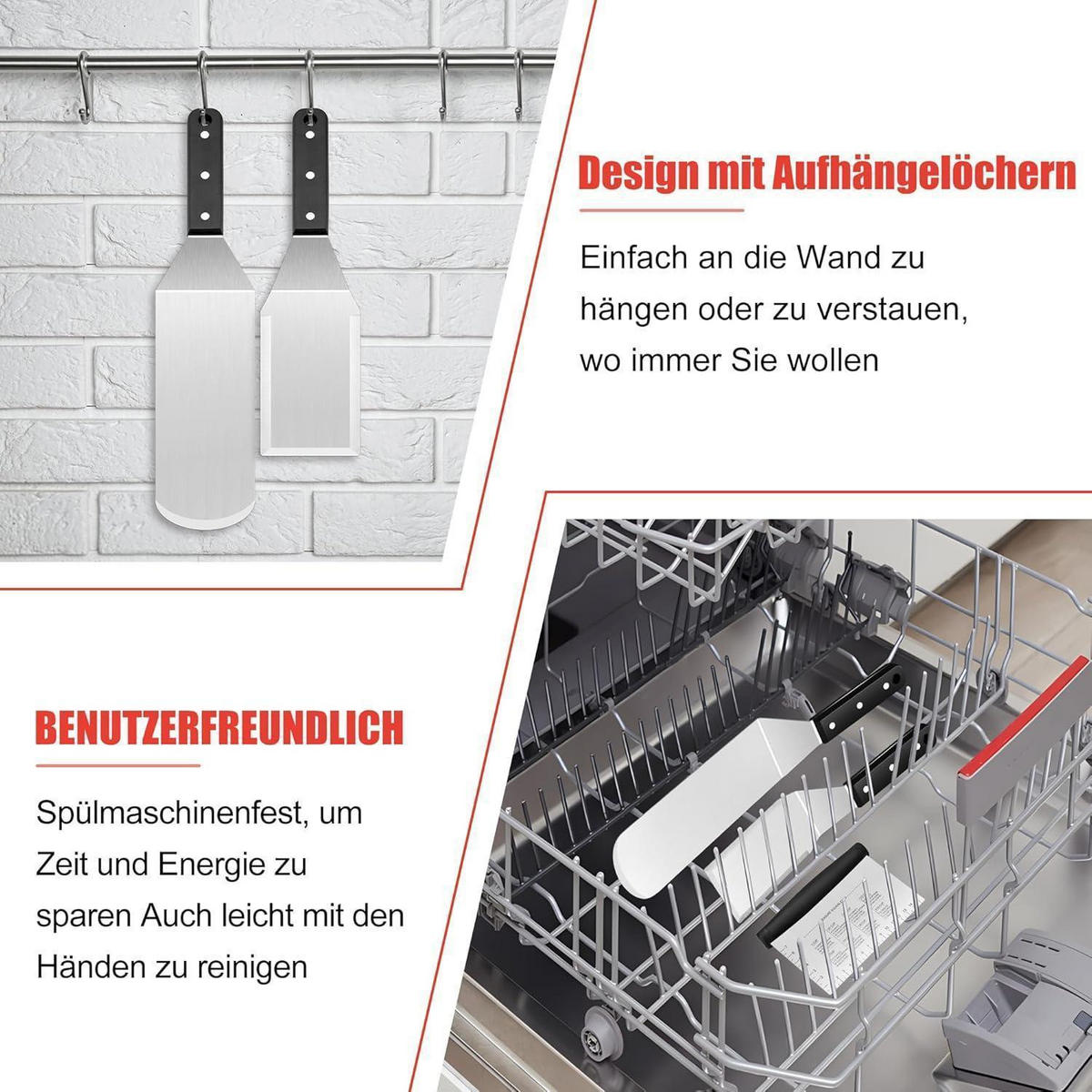 GRILLSPACHTEL 3er Set Edelstahl ABS Kunststoffgriff - Multicolor, Metall (7.3/1/36.5cm)