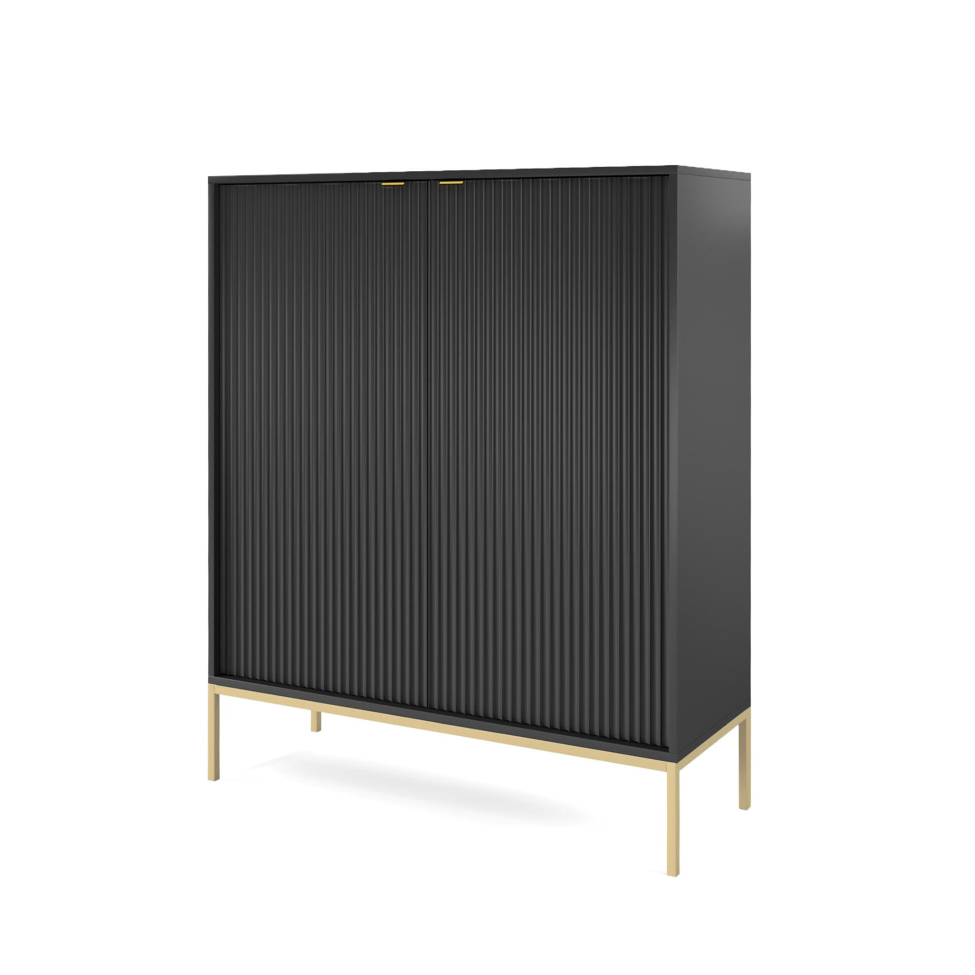 Bettso Highboard Schwarz, Gold 104x125x39 cm