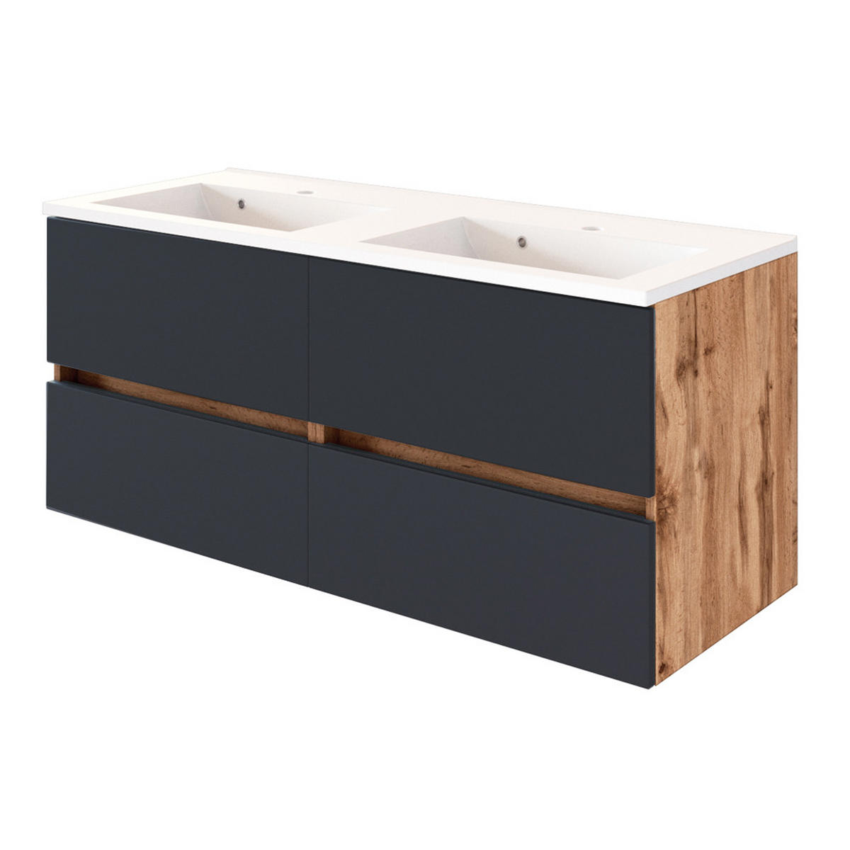 BADMÖBEL-SET 4-TLG. Lourosa-03 - Braun/Grau, Holzwerkstoff (180/200/47cm) - Lomado