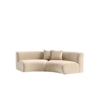 SOFA Round, Velvet-Stoff Bluvel, Creme, GRETA - Creme, Holz (294/70/89cm) - Kaiser Möbel