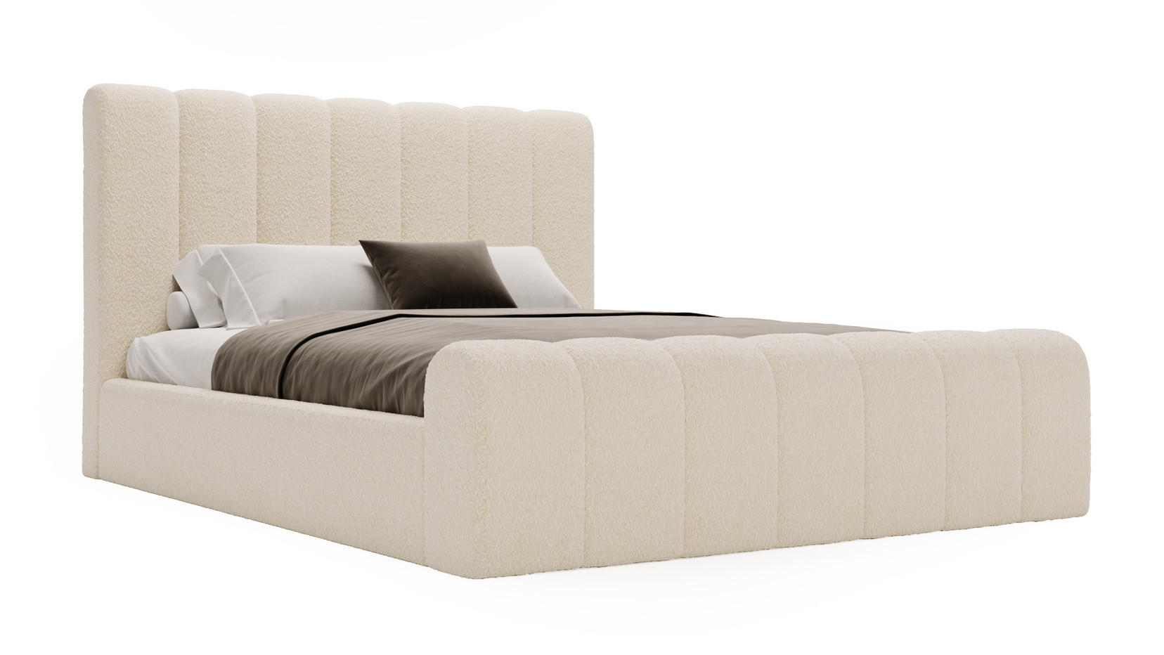 POLSTERBETT 140x200 Valetta mit Bettkasten, Bouclé Creme - Creme, Holz/Textil (140/200cm) - Emporius