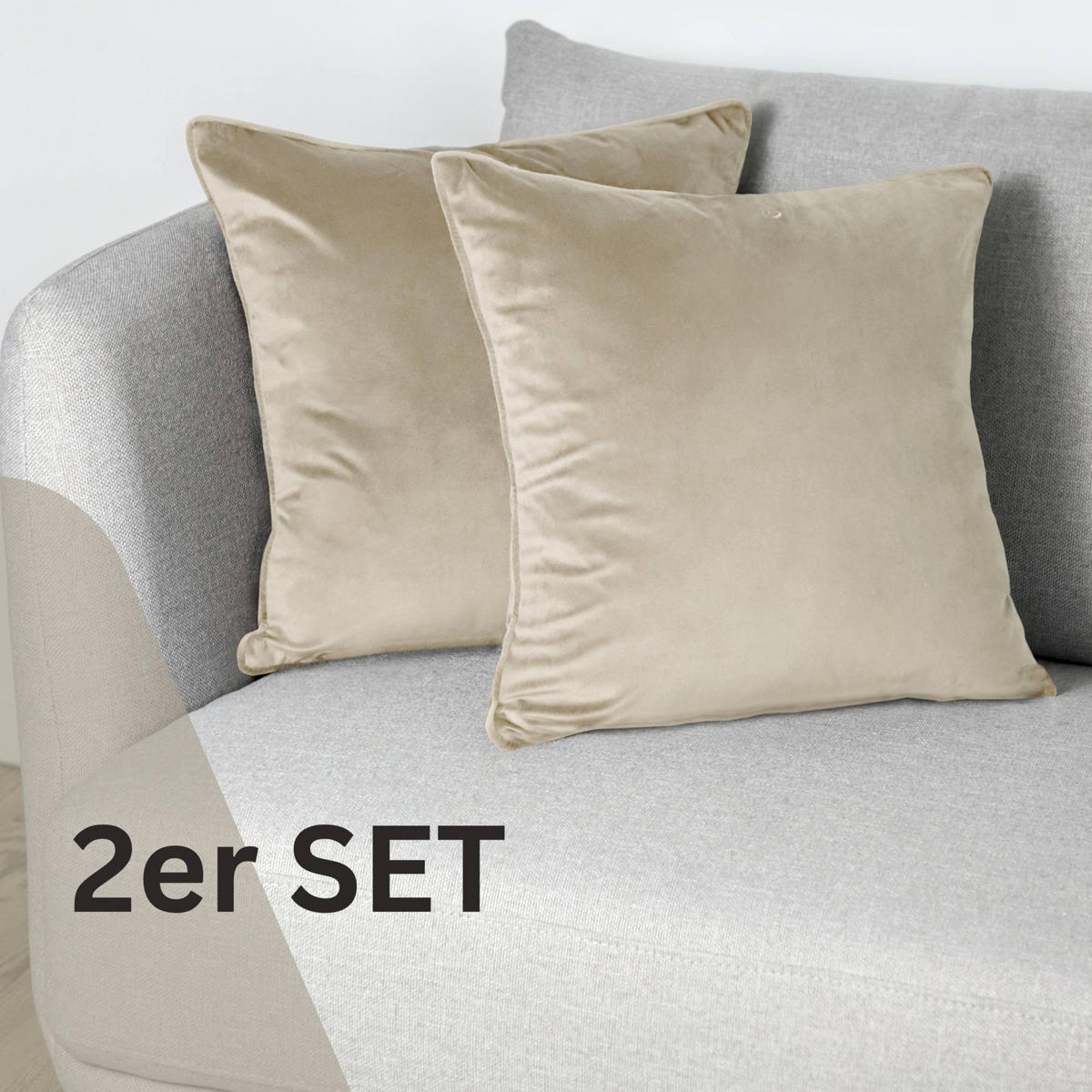 ZIERKISSENHÜLLE VELVET SIGNATURE - Beige, Textil (45/45cm) - Tom Tailor