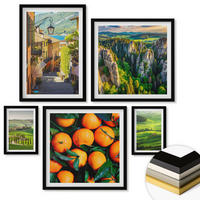 WANDBILDER 5er-Set - 50x50 cm & 20x30 cm & 40x60 cm Schwarzer Rahmen - Italienische Landschaft Orangen Natur - Schwarz, Kunststoff (40/60cm) - ArtPrintCave