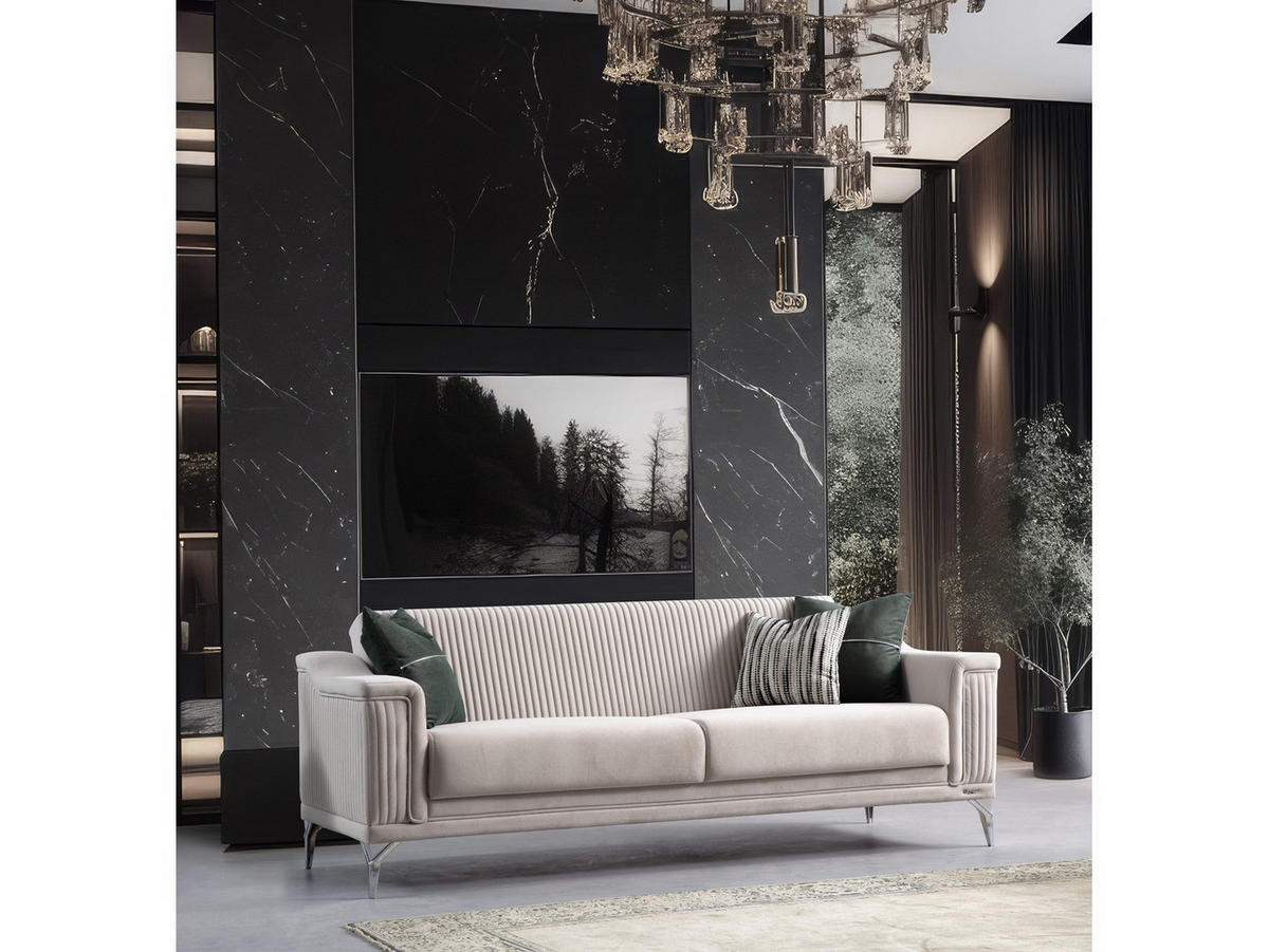 SOFA Versus 3-Sitzer Creme - Creme, Kunststoff/Textil (230/84/90cm)