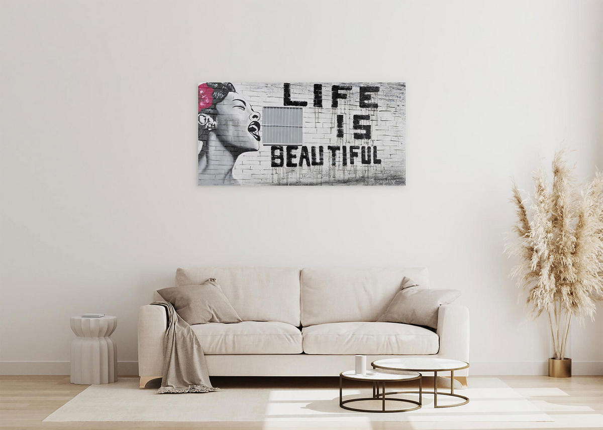 ACRYLBILD HANDGEMALT 120/60 cm - Pink, Holz/Textil (2/60cm) - KUNSTLOFT