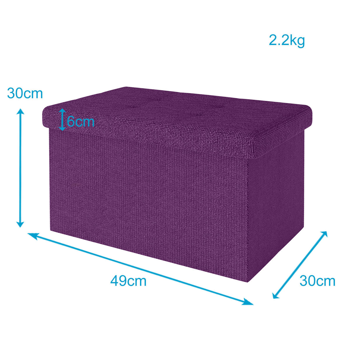 SITZBOX Faltbar mit Stauraum 49/30/30 cm (Lila) - Lila, Textil (30/30/49cm) - Intirilife