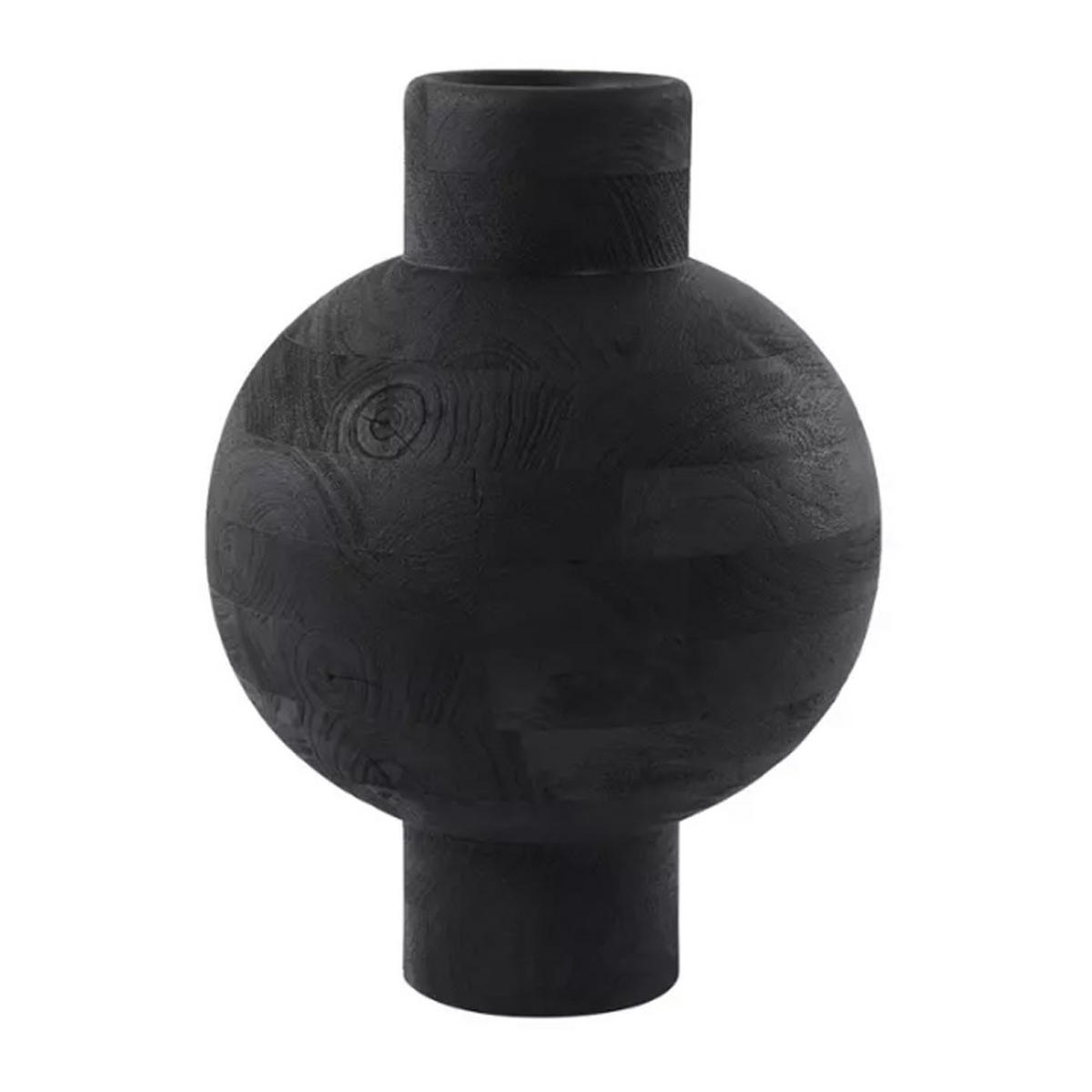 BODENVASE BARUMI Ø33x45 cm, Holz, Schwarz - Schwarz, Holz (45cm) - Light & Living