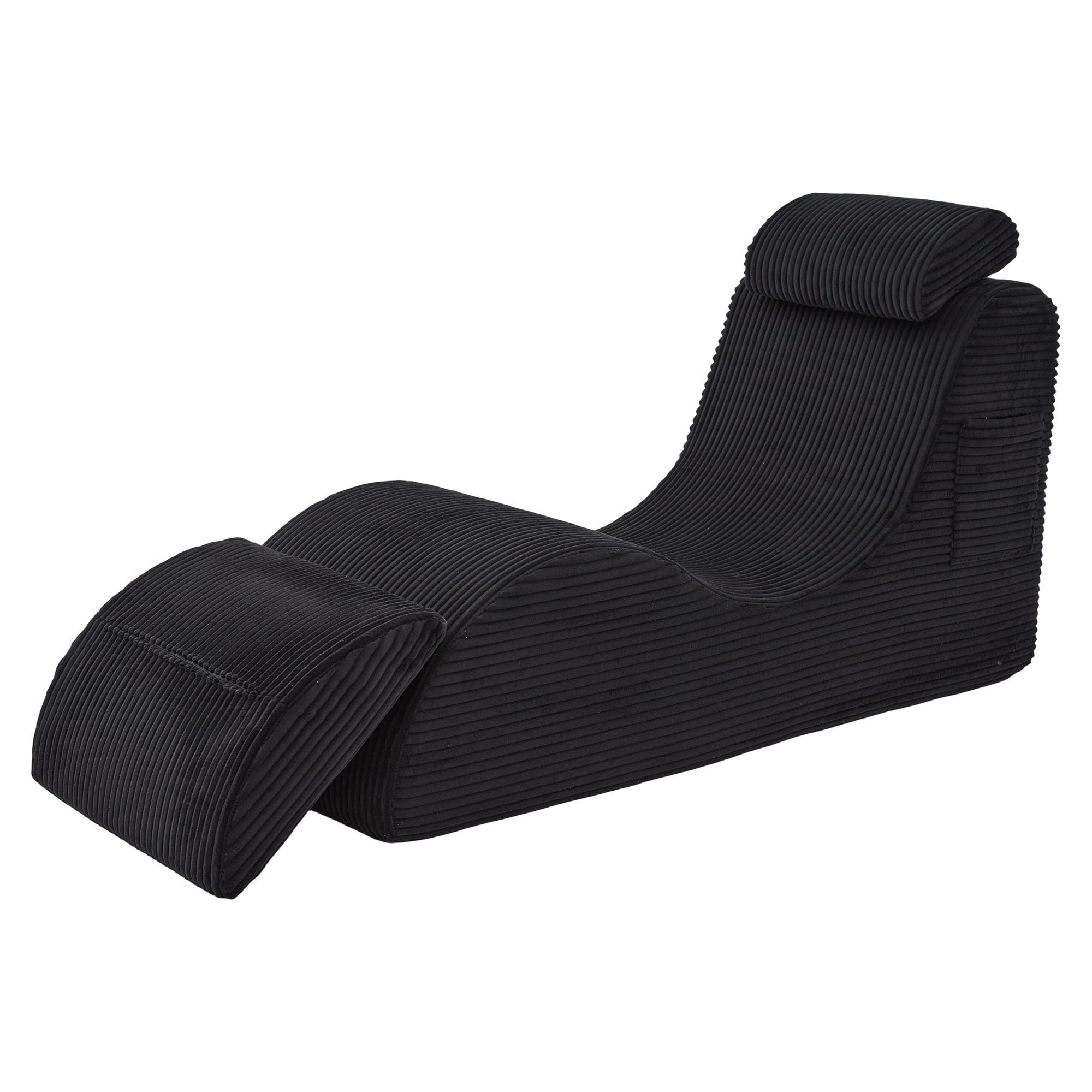 RELAXSESSEL Liege mit Kopfstütze,ergonomischem Design,Schwarz - Schwarz, Textil (66/90/160cm) - LVHOM