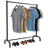 KLEIDERSTÄNDER 120x38x120 cm-schwarz-Metall - Schwarz, Metall (120/120/38cm) - CLP