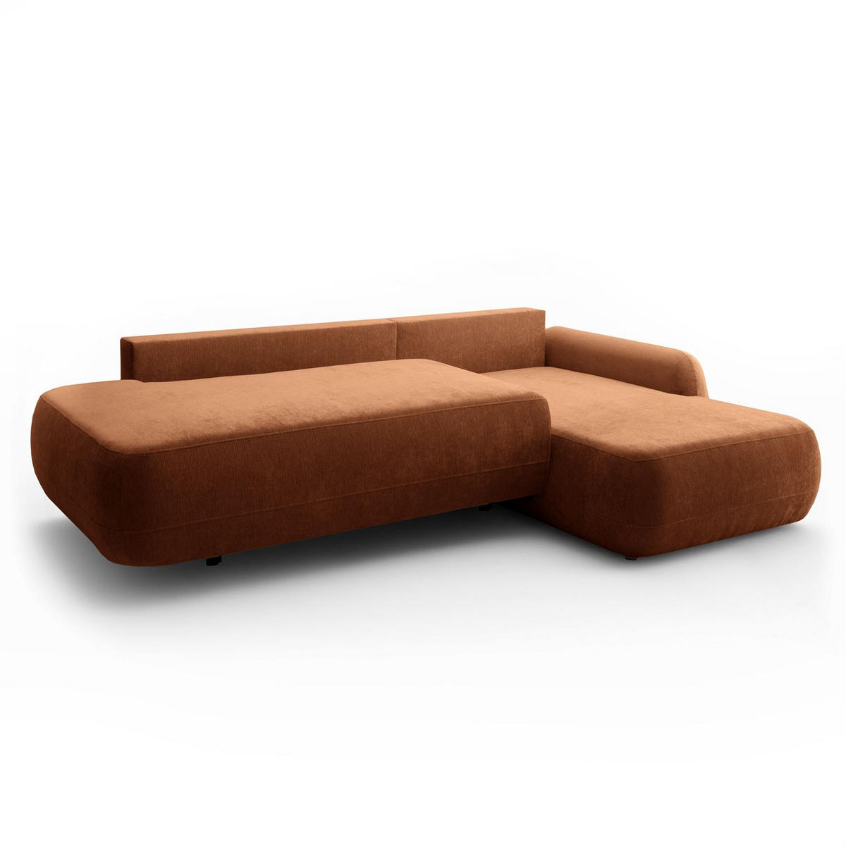 ECKSOFA GOYA mit Schlaffunktion und Bettkasten, Rechte, Perfect Harmony 52 - Rotbraun, Textil (302/184cm) - Lookway