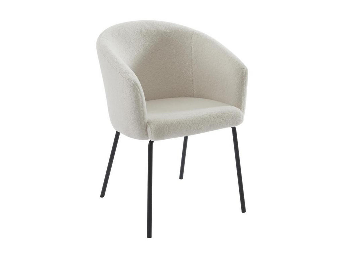 STUHL mit Armlehnen 2er-Set - Bouclé-Stoff & Metall - Cremefarben - MORONI - Creme, Textil (58.5/79/56.5cm) - Pascal Morabito