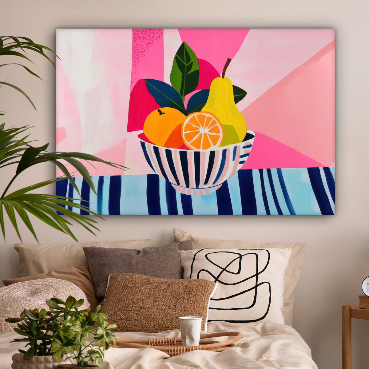 LEINWANDBILD Obst - Abstrakter Hintergrund - Rosa Groß 140x90 cm - Pink, Textil (140/90cm) - MuchoWow