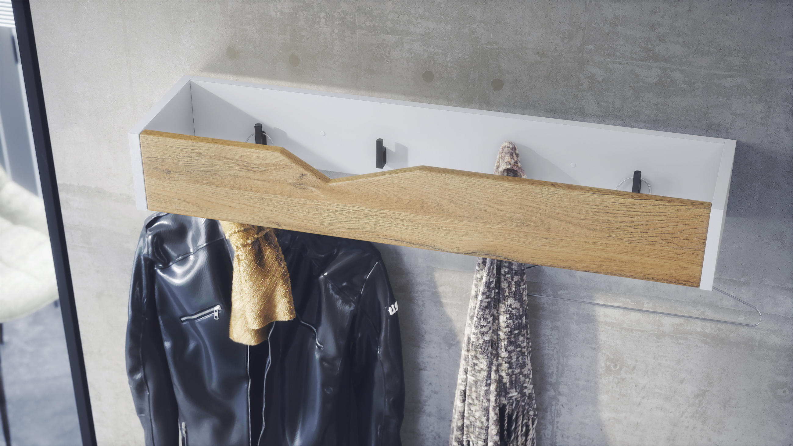 GARDEROBENPANEEL Kolmio Eiche Natur - Eichefarben, Holzwerkstoff (83.5/12.5/21cm) - Vladon