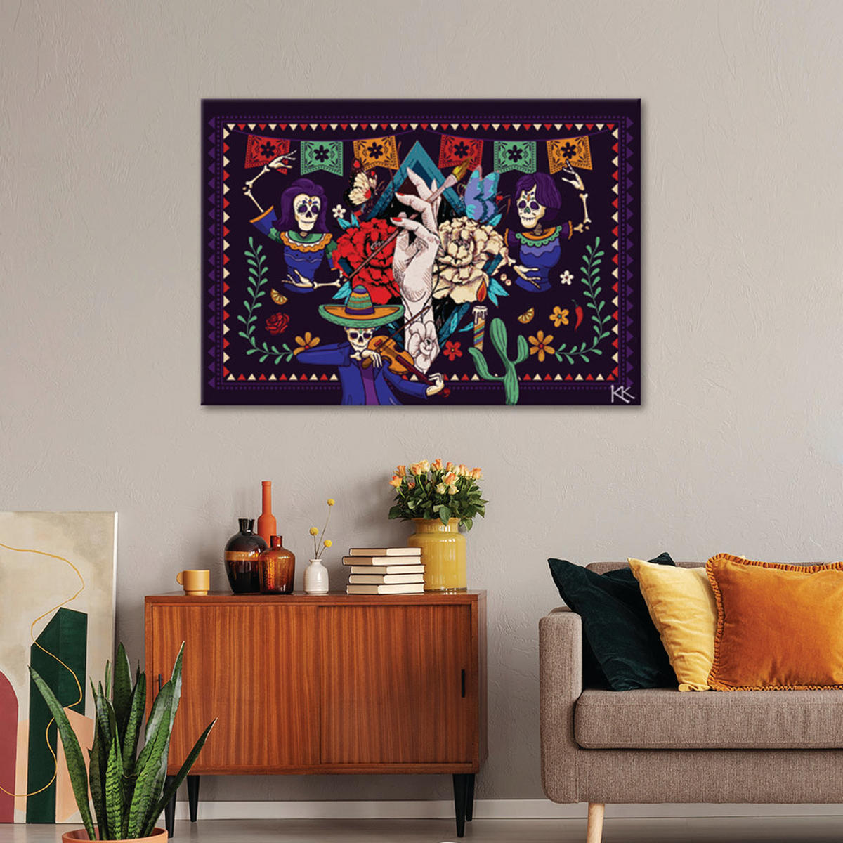 WANDBILD mexikanische abstraktion - Multicolor, Textil (60/40cm) - Feeby