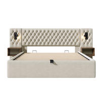 POLSTERBETT 180/200 cm Beige mit 2 Nachttischen und USB Ladefunktion (Ohne Matratze) - Beige, Textil (180/200cm) - Oxeza