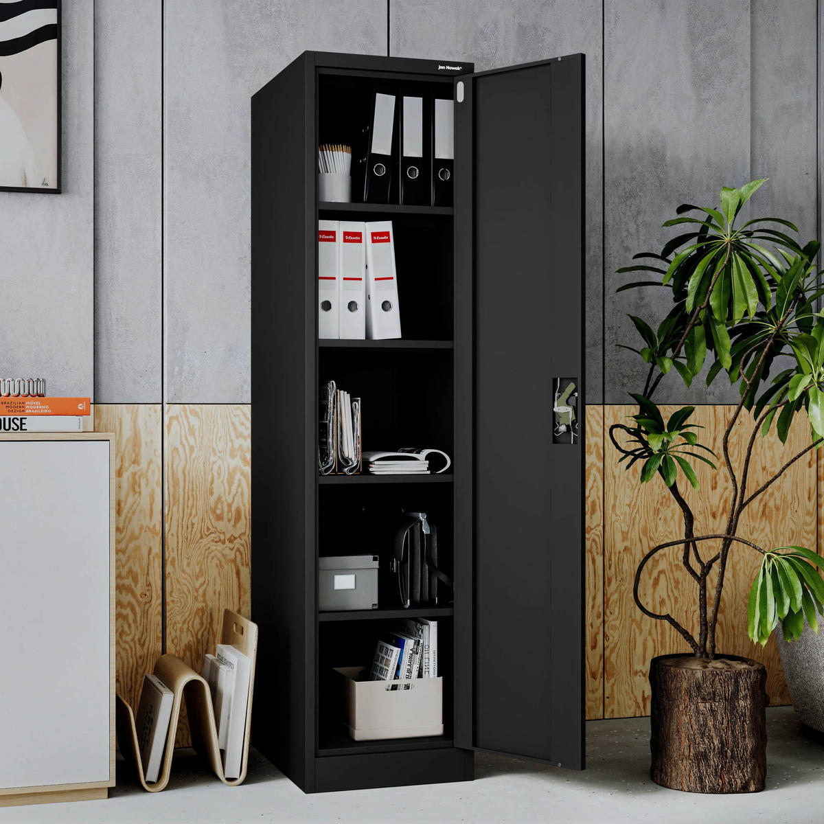 AKTENKABINETT ALEX D600 - Schwarz, Metall (45/185/60cm) - Jan Nowak