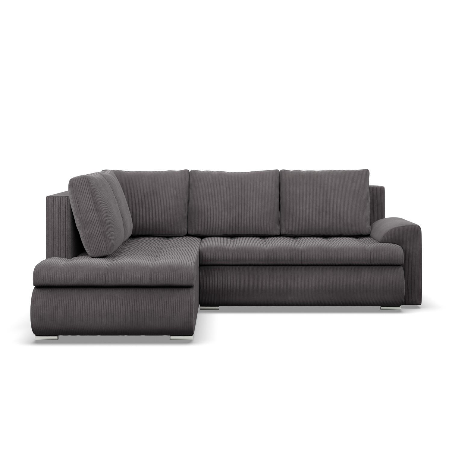 ECKSOFA LINKS MIT SCHLAFFUNKTION FORESTA, Cord - Dunkelgrau - Dunkelgrau, Textil (230/200cm) - Mebligo