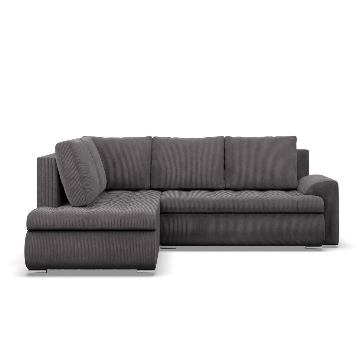 ECKSOFA LINKS MIT SCHLAFFUNKTION FORESTA, Cord - Dunkelgrau - Dunkelgrau, Textil (230/200cm) - Mebligo