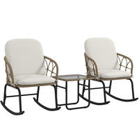 GARTENMÖBEL-SET 63/82/75 cm gelb aus Rattan mit Schaukelstühlen - Beige, Metall - OKWISH