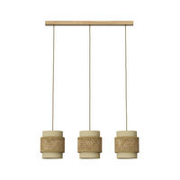 3ER PENDELLEUCHTE Morten Rattan/Creme 70 x 120 cm - Creme/Braun, Holz (70/70/120cm) - Vicco