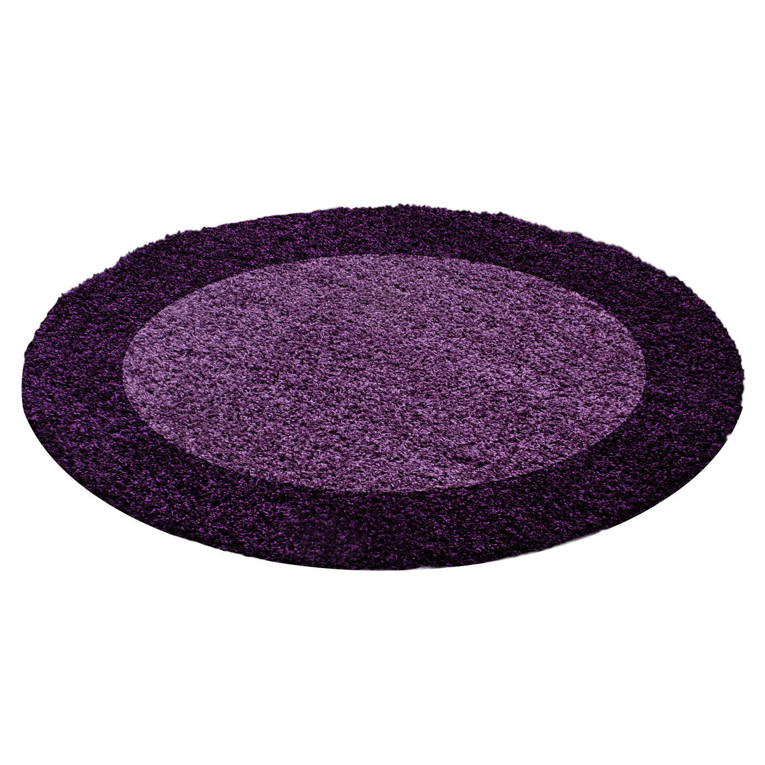 TEPPICH Hochflor einfarbig mit Bordüre Polypropylen Wohnzimmer Violett Rund 200x200 - Lila, Textil (200/200cm) - KADIMA DESIGN