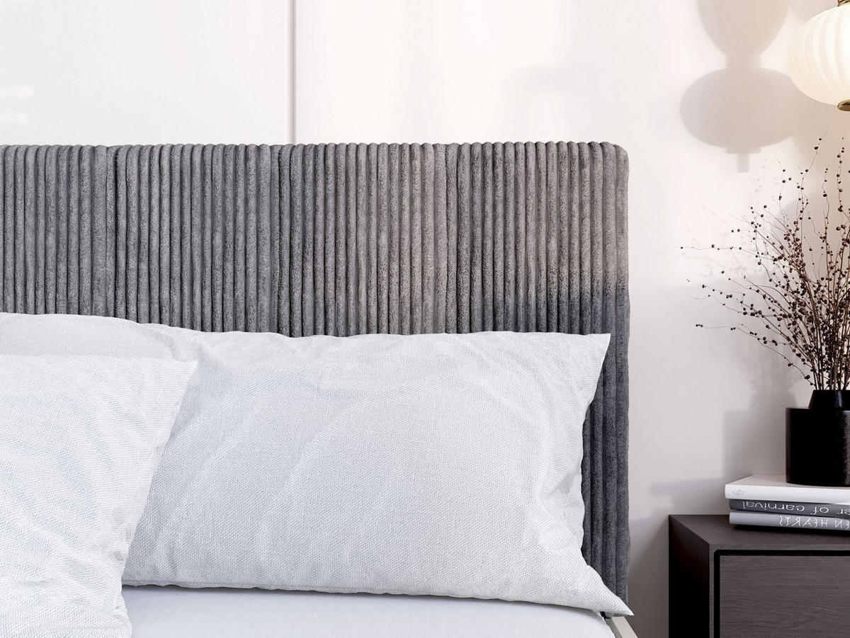 BETT Weiß STYLE Mit Gepolstertem Grauem Kopfteil 120x200 cm - Grau, Textil (120/200cm) - Sepro Meble