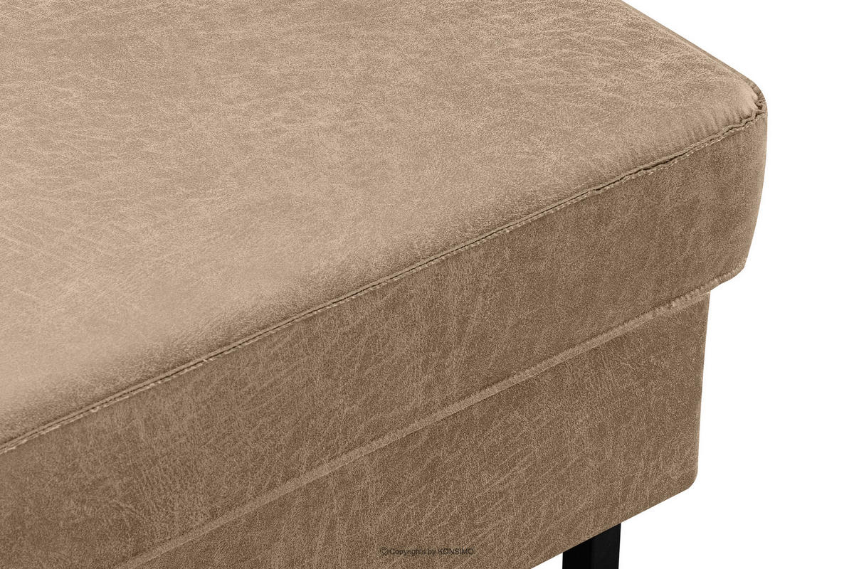 HOCKERSTUHL INVIA auf hohen Metallbeinen vintage, Lederoptik-Stoff, Beige - Beige/Schwarz, Textil (93/48/70cm) - KONSIMO®