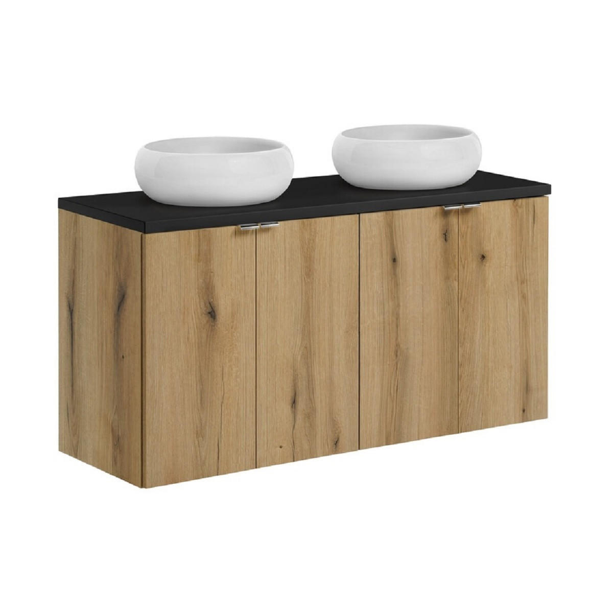 Milaros Markt Waschtischkombi Eiche Wotan, Schwarz 120x57x40 cm