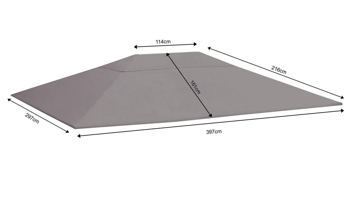 ERSATZDACH Pavillon 3/4 m Grau 250g/m³ - Grau, Textil (297/1/397cm) - QUICK STAR