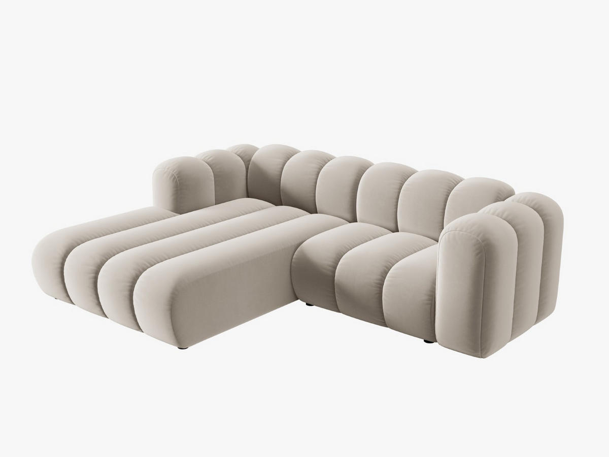ECKSOFA modular links Lupine aus Samt beige 3 Sitzplätze - Beige, Textil (177/230cm) - Micadoni