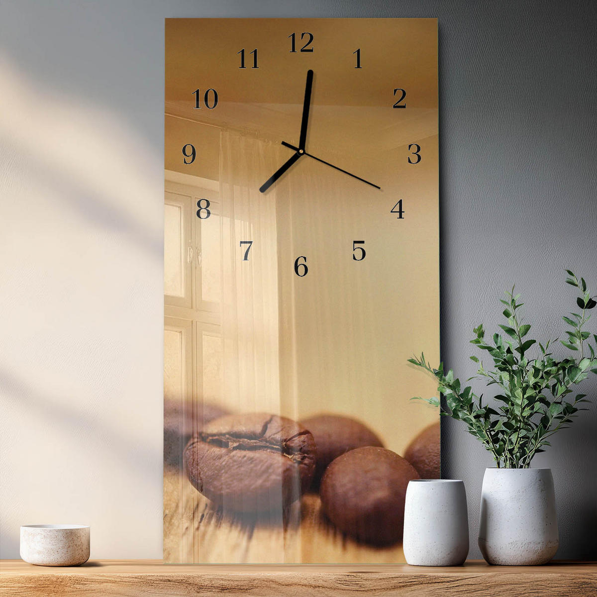 WANDUHR 60x30 cm - Orchidee - Braun, Glas (30/60/0.4cm) - TULUP