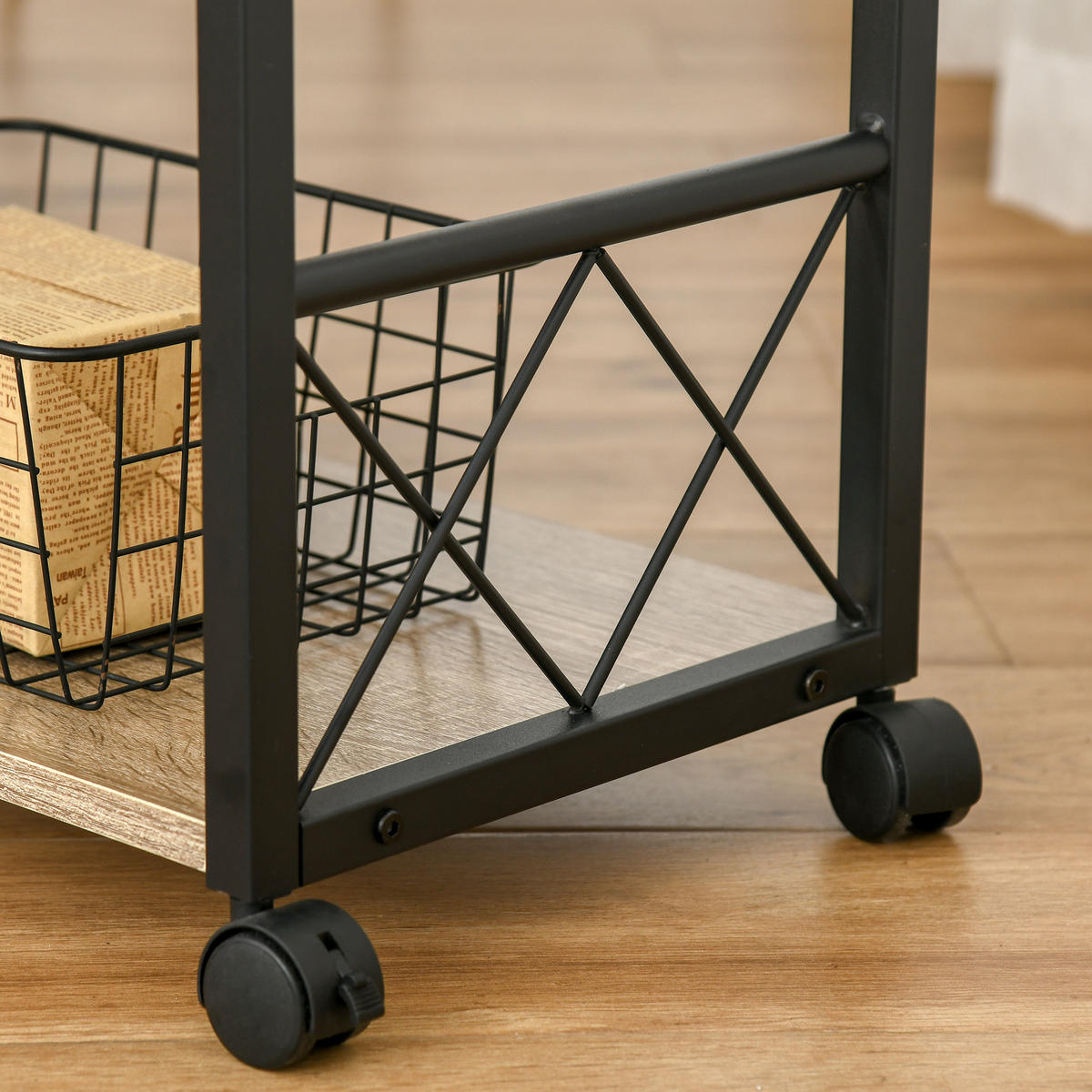 BEISTELLTISCH Servierwagen mit Schublade Ablage Küchenwagen Sideboard Natur - Eichefarben, Kunststoff (60/30/65cm) - HOMCOM