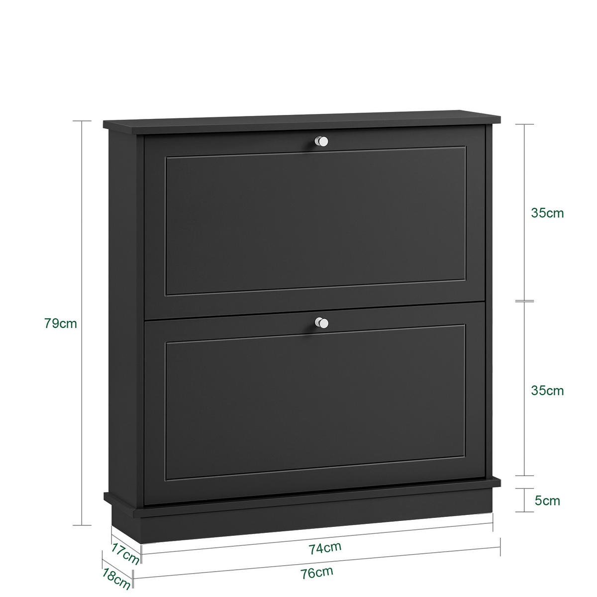 SCHUHSCHRANK Schwarz - Schwarz, Holzwerkstoff (76/79/18cm) - SoBuy