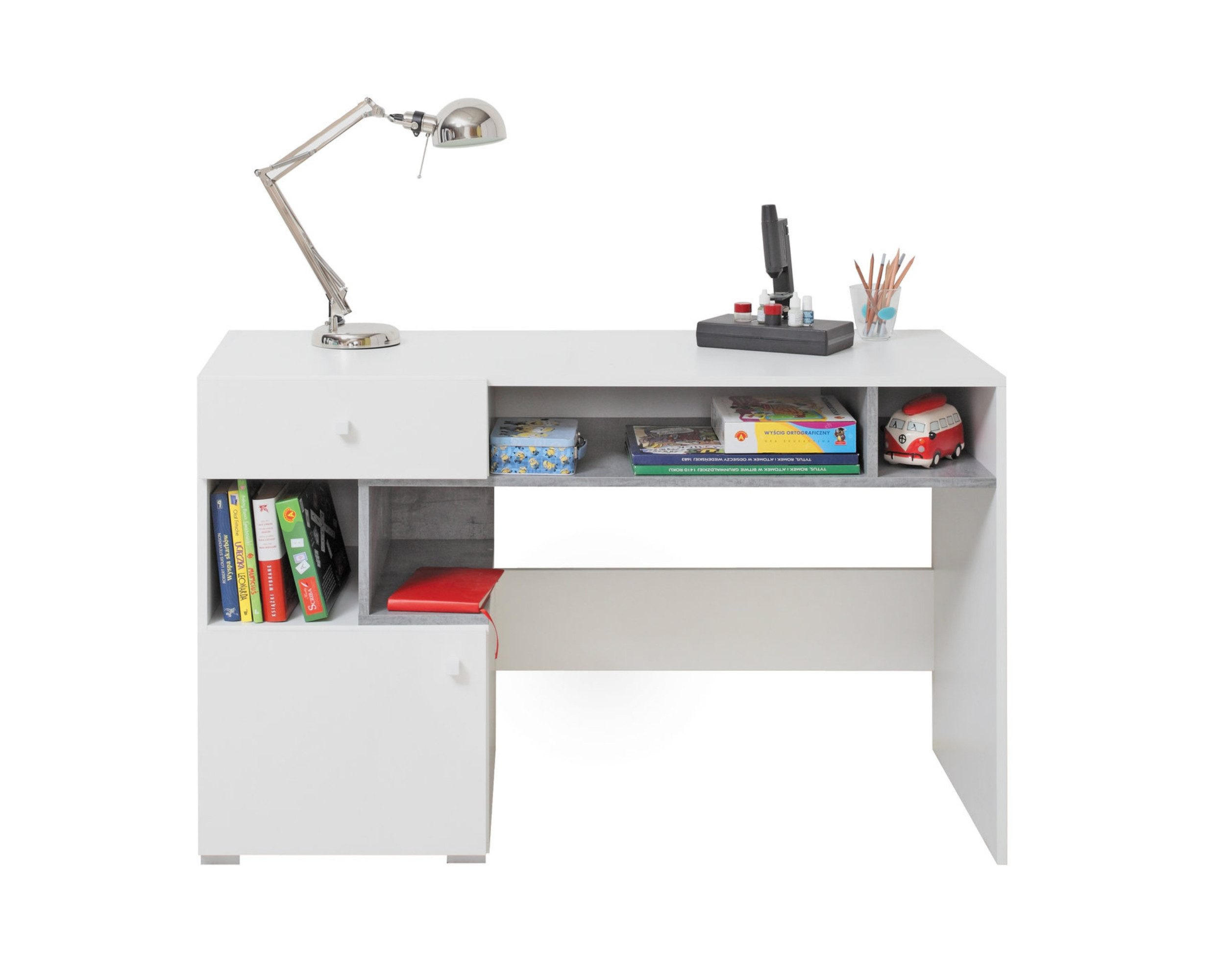 Deine Möbel 24 Kinderschreibtisch Weiß, Grau 125x76x55 cm