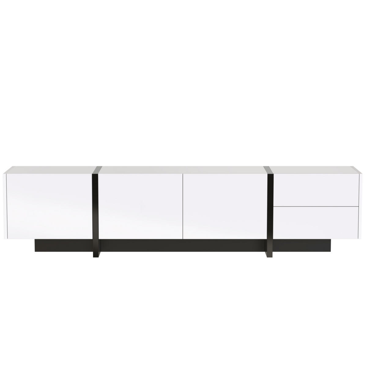 TV ormarić 190/35/45 cm bijelo-crni od iverice s 3 vrata i 2 ladice - bijela, drvni materijal (190/35/45cm) - OKWISH