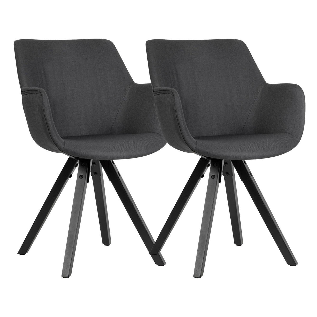 ESSZIMMERSTUHL Stoffbezug mit Armlehnen und Filzgleiter Modern gepolstert, Schwarz 54x58x85 cm - Anthrazit/Schwarz, Holz/Textil (54/85/58cm) - KADIMA DESIGN