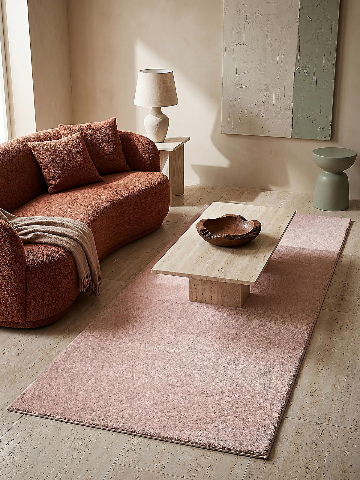 TEPPICHLÄUFER Antirutsch Uni ALDAN Polyester Puderrosa 80 x 150 cm - Rosa, Textil (80/150cm) - KADIMA DESIGN
