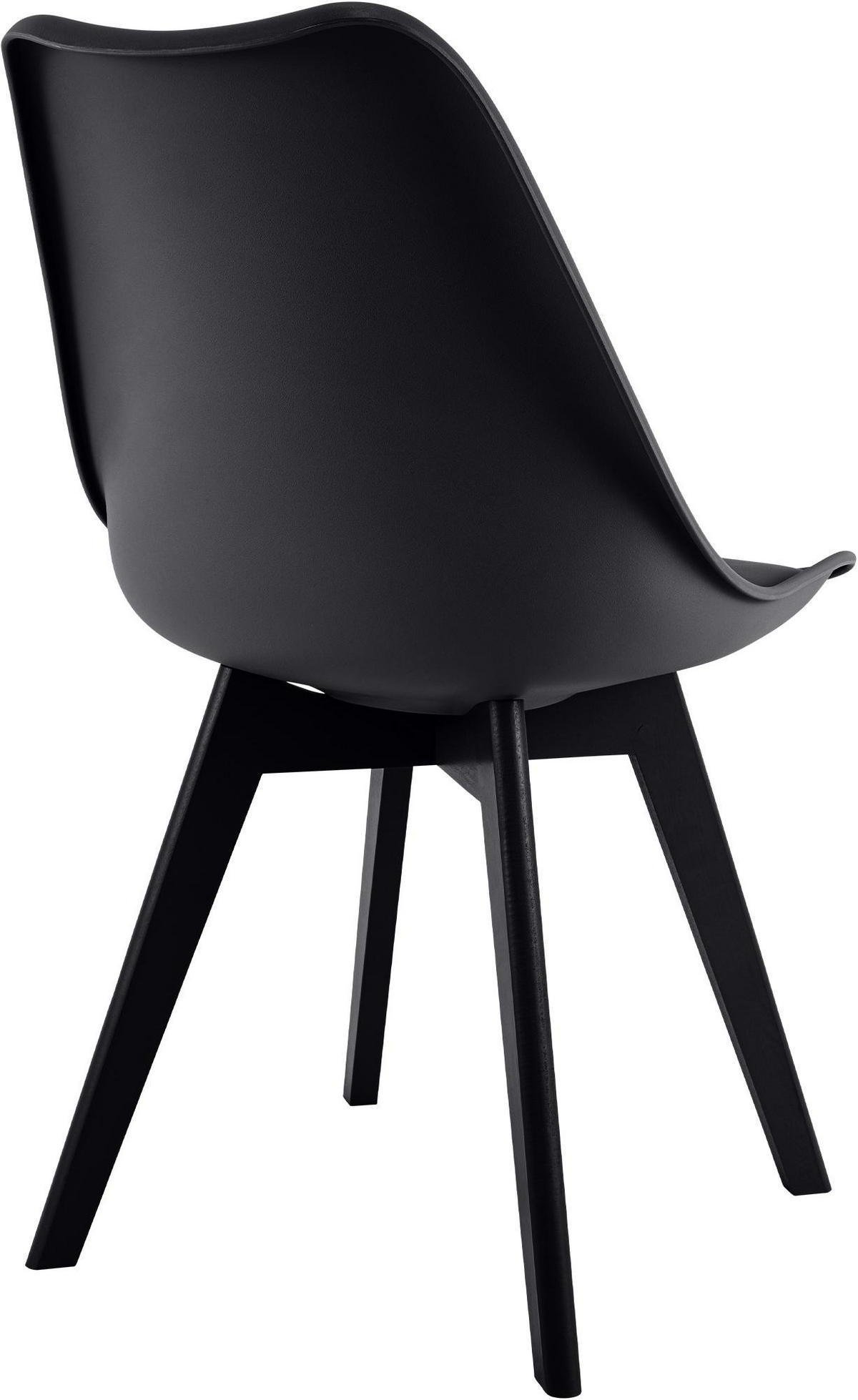 STUHL 4er Set Kunststoff schwarz/schwarz - Eukalyptusholzfarben/Schwarz, Holz/Kunststoff (49/83/50cm) - CLP