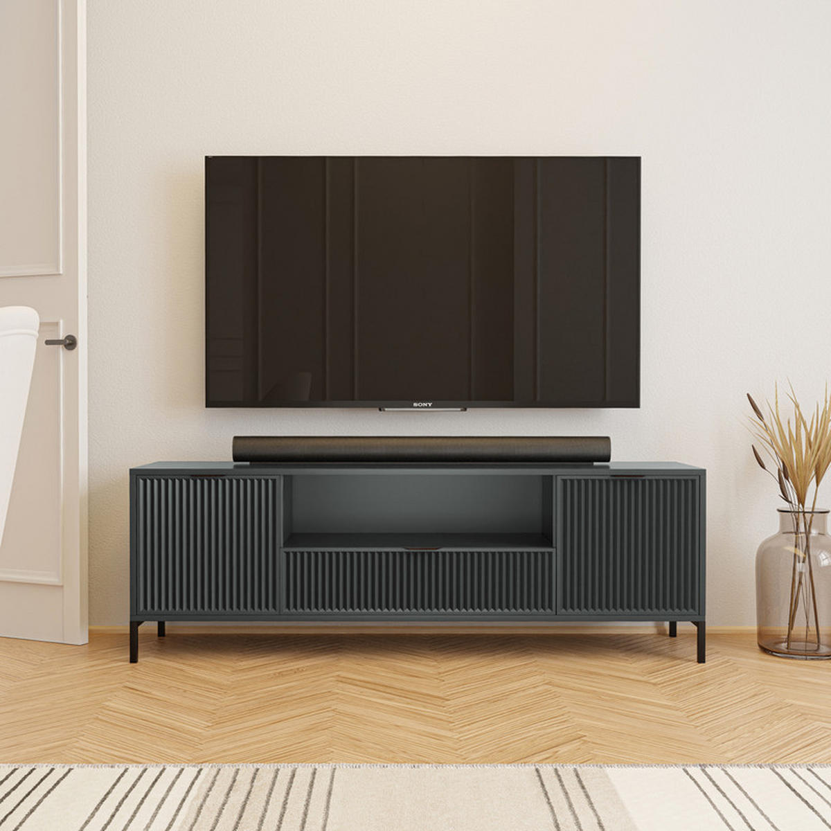 TV-LOWBOARD WAVE 165 cm Grün - Schwarz/Grün, Holzwerkstoff/Metall (165.3/56.1/40.6cm) - Idohome