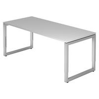 SCHREIBTISCH Serie-R 80/180/74 cm in Grau/Silberfarben - Silberfarben/Grau, Holzwerkstoff (80/180/74cm) - bümö