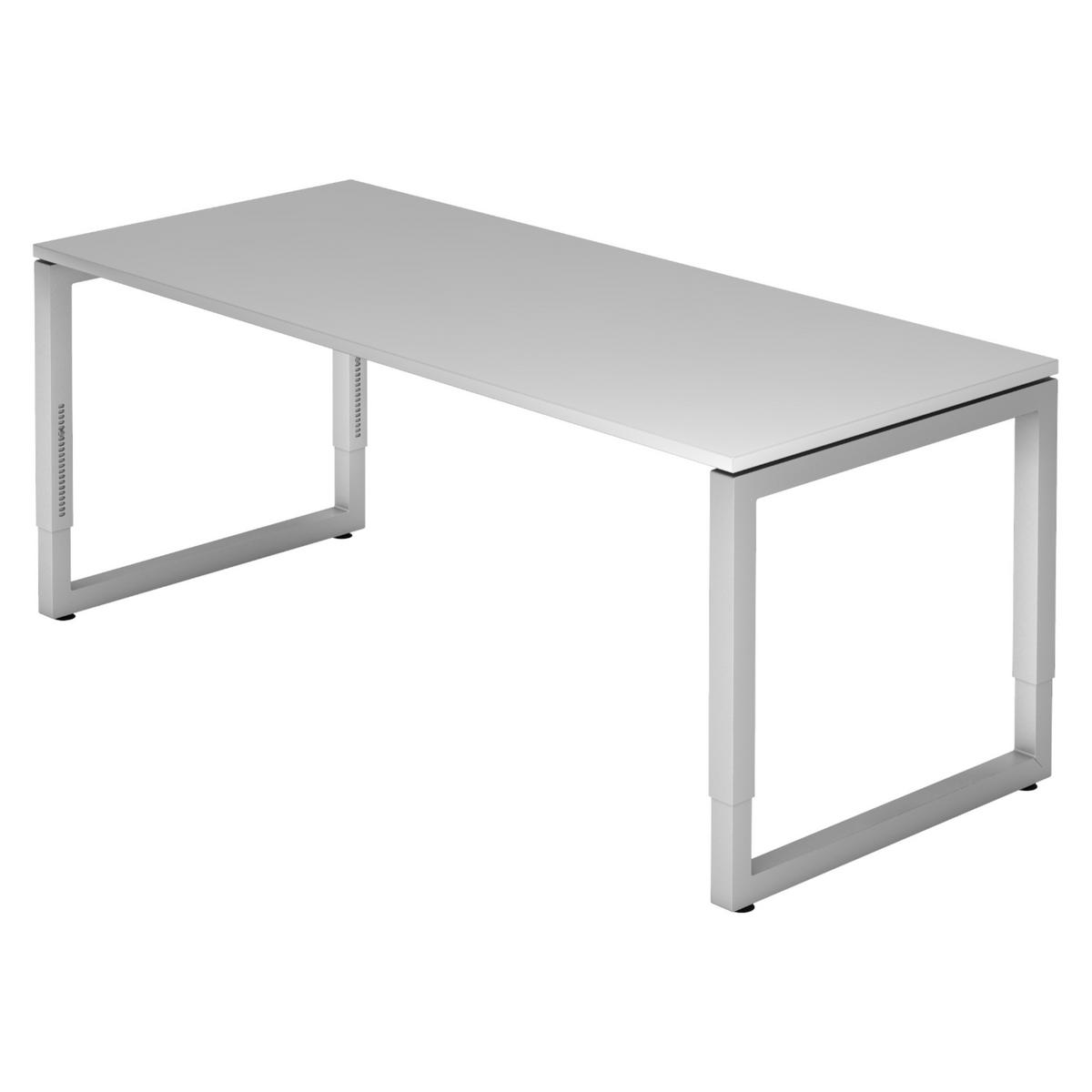 SCHREIBTISCH Serie-R 80/180/74 cm in Grau/Silberfarben - Silberfarben/Grau, Holzwerkstoff (80/180/74cm) - bümö
