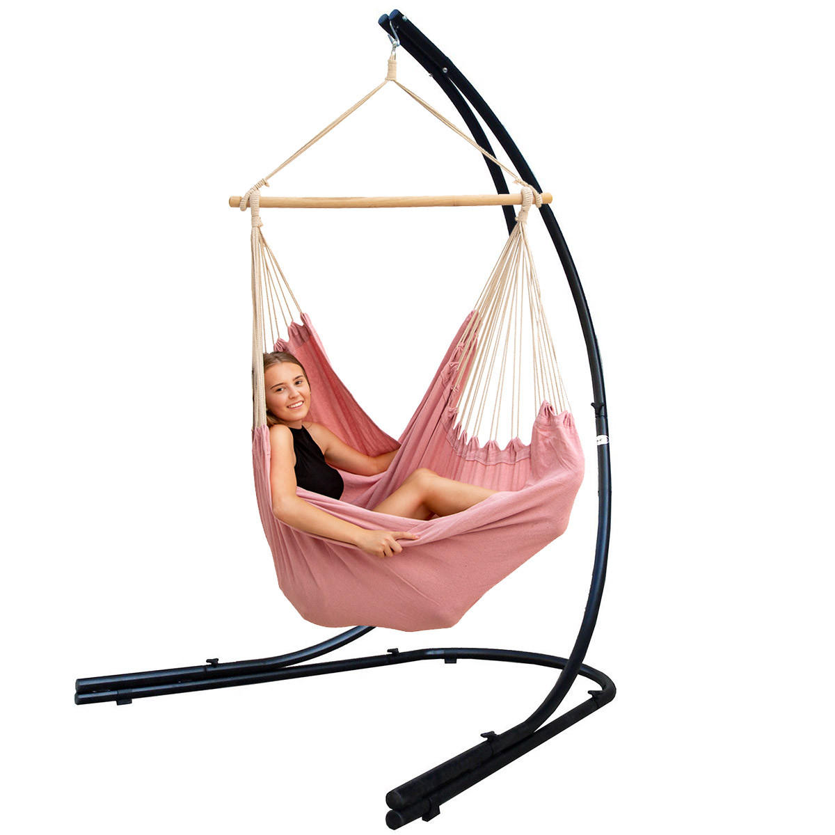 XXL-HÄNGESESSEL inkl. Gestell, 210 cm, Rosa - Rosa, Textil (140/210/160cm) - Amanka