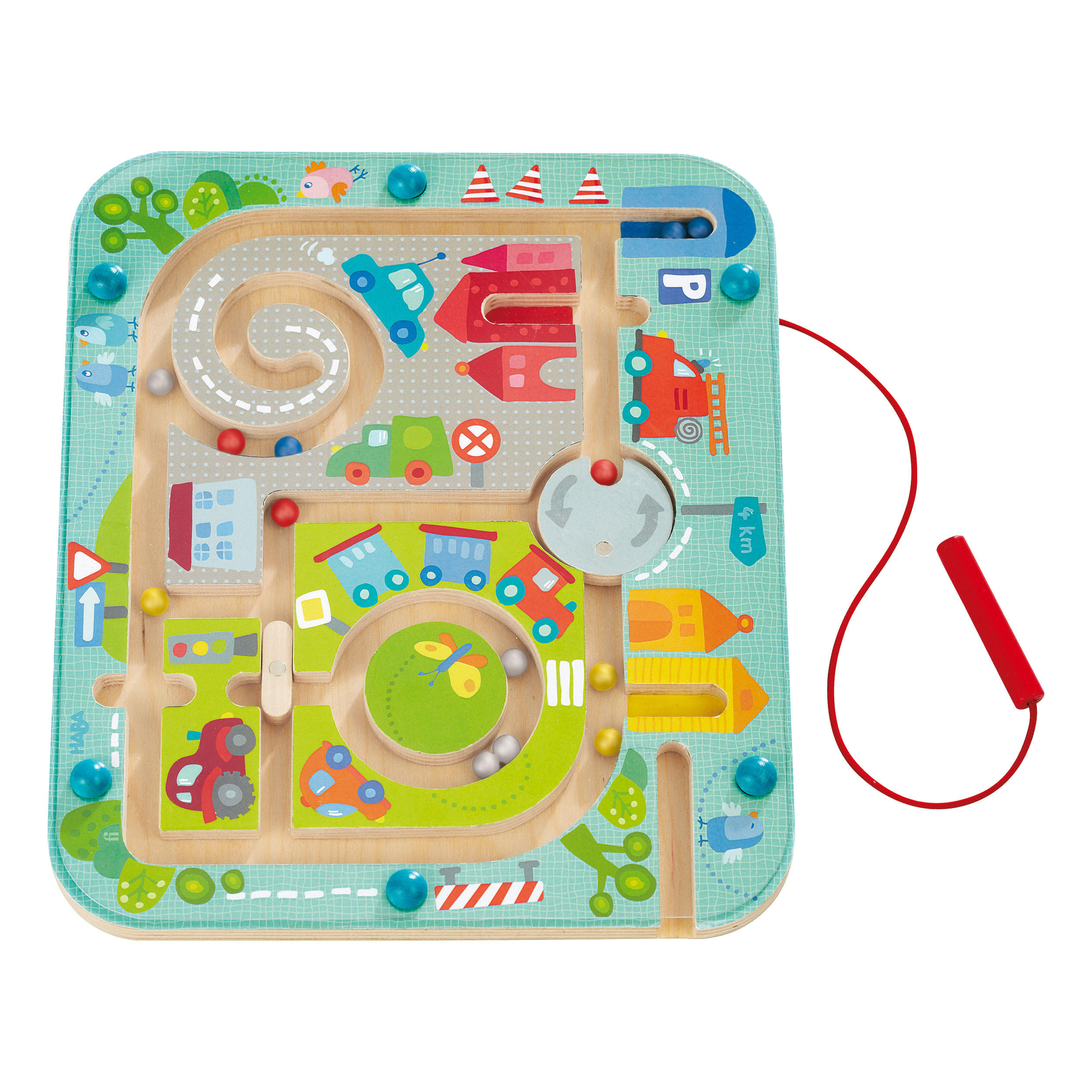 MAGNETSPIEL Stadtlabyrinth, ab 2 Jahren - Multicolor, Naturmaterialien (31.1/31.8cm)