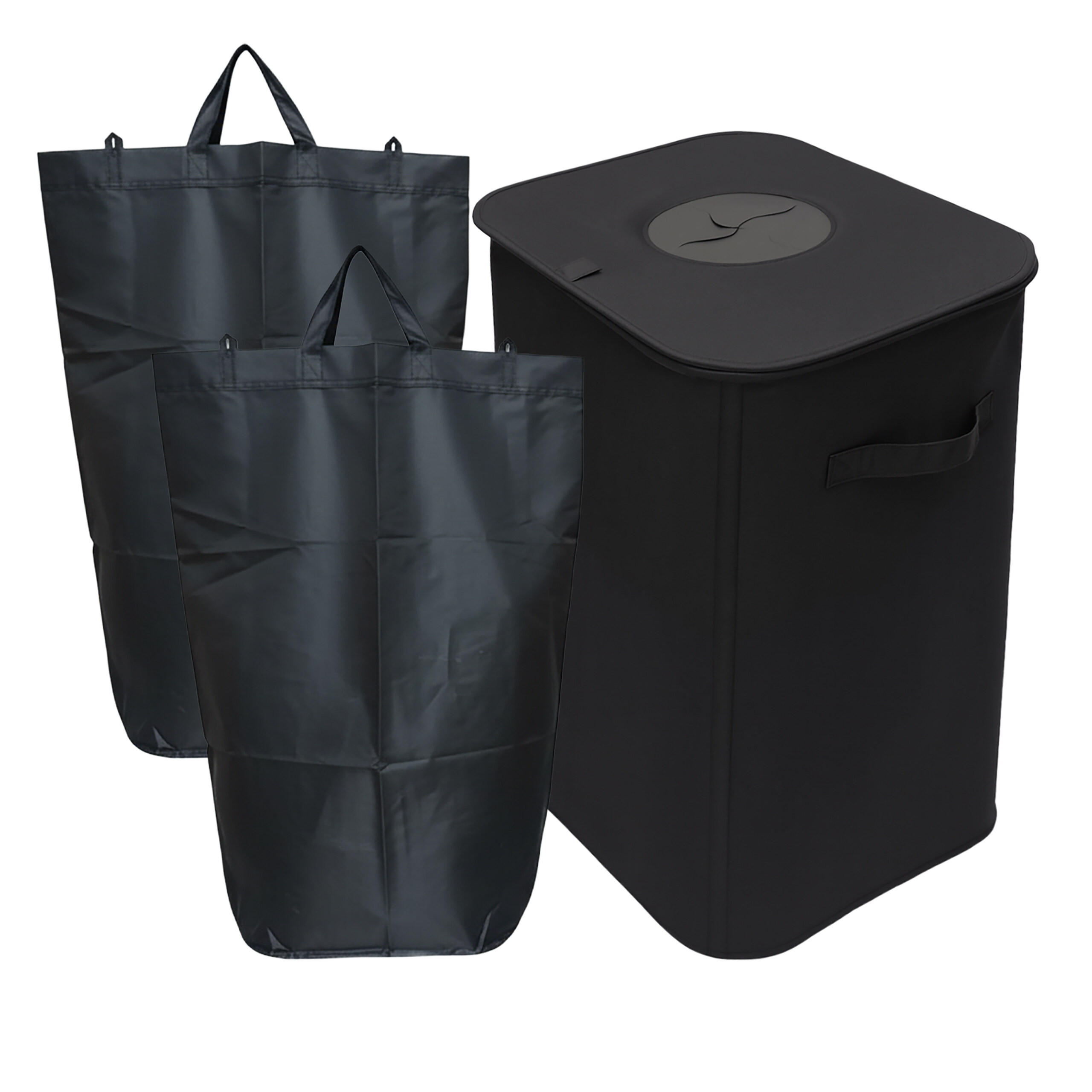 PFANDFLASCHEN-SAMMELBEHÄLTER - Schwarz, Kunststoff/Textil (43/70/33cm) - Relaxdays